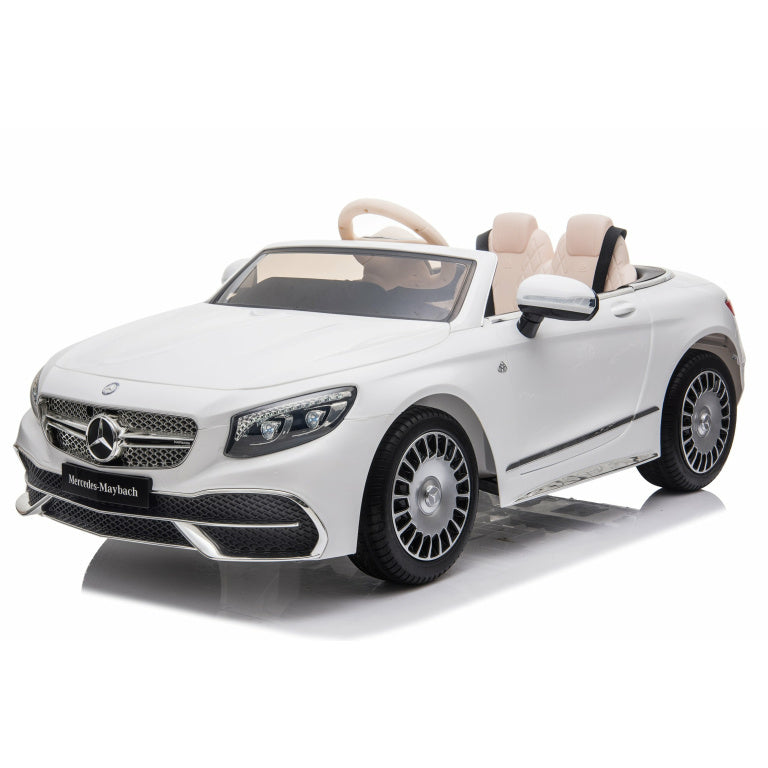 White Mercedes Maybach S 650 12v Electric Ride On Car Parental Remote Control Leather seat rubber wheels and mp4